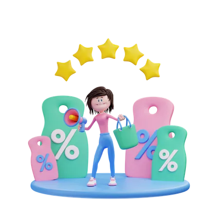 3 D Rendering Female Character With Megaphone Illustration Object 3D Illustration