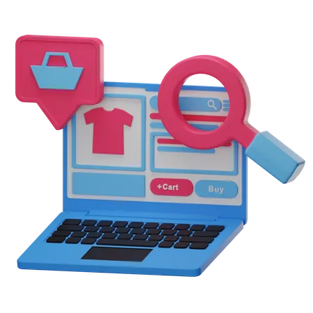 3 D Illustration Of Product Search With Laptop 3D Illustration