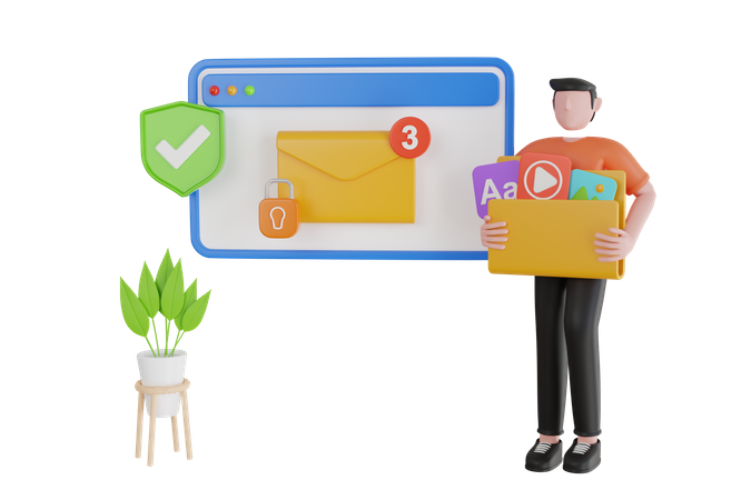 Online secure encrypted email service  3D Illustration