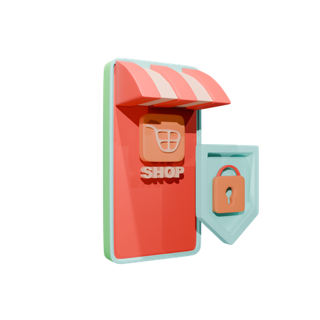 Online Secure Shopping  3D Icon