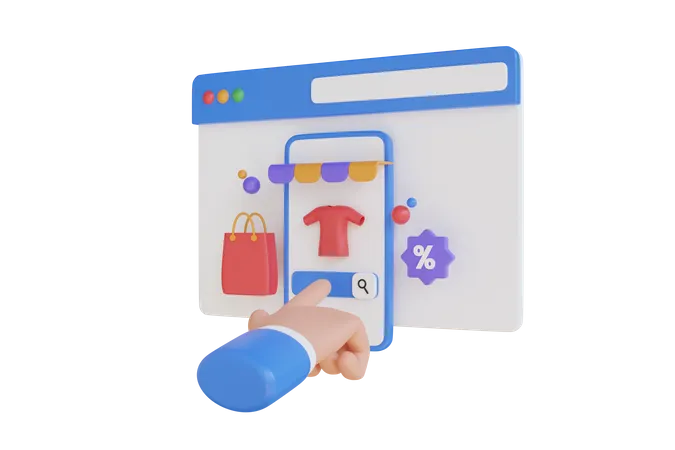 Online Select Shopping Item 3D Illustration