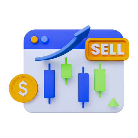 Online Sell Growth  3D Icon