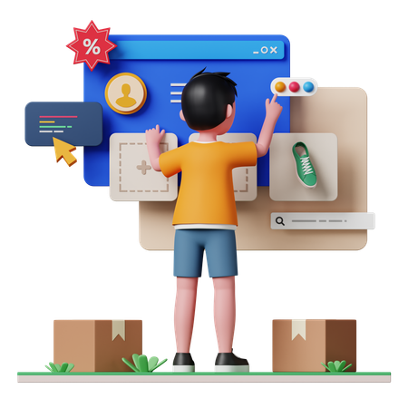 Online seller listing product for sale  3D Icon