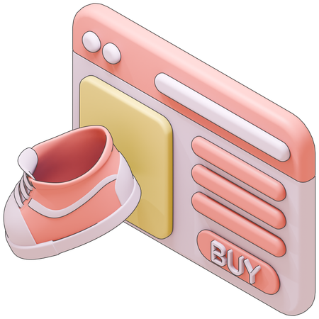 Online Shoe Shopping  3D Icon