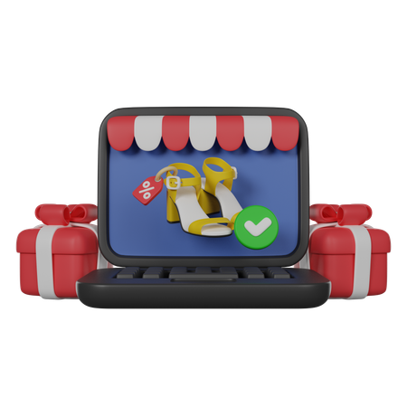 Online Shoe Shopping  3D Icon