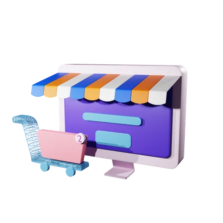 Online-Shop  3D Illustration