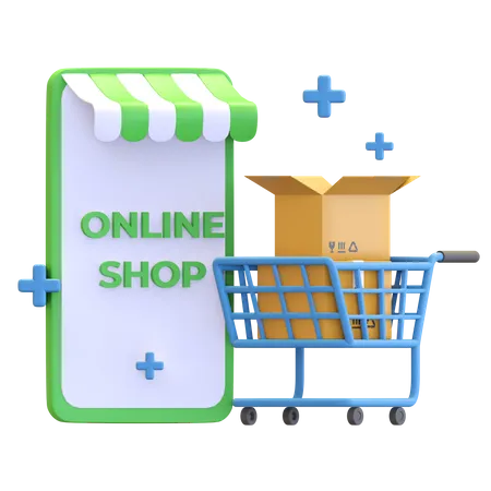 Shopping From Smartphone Marketplace Online Shop Icon 3D Illustration