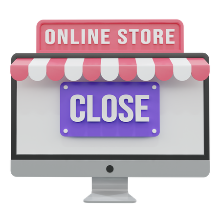 Online Shop Close 3D Illustration