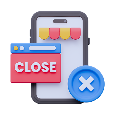 Online Shop Close  3D Icon