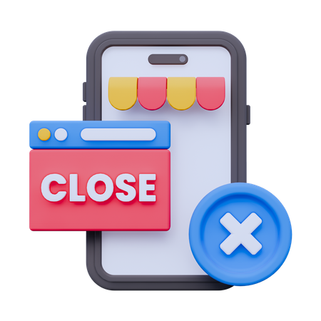 Online Shop Close  3D Icon