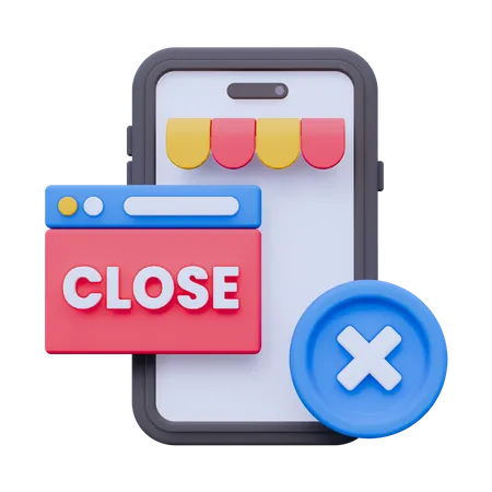 Online Shop Close  3D Icon