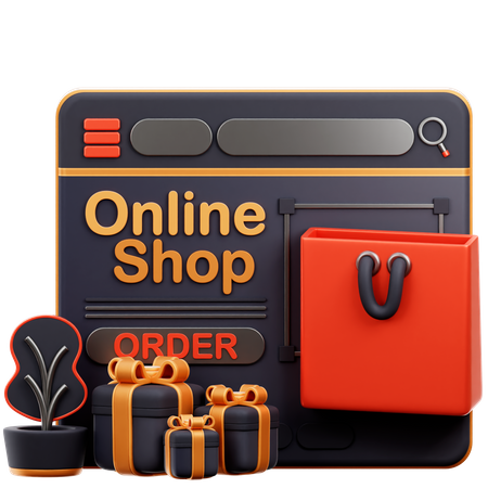 Online Shop Landing Page  3D Icon