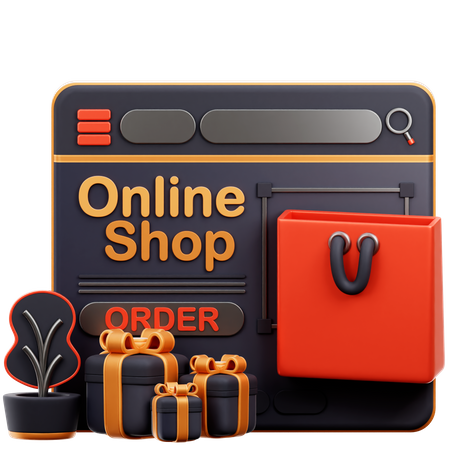 Online Shop Landing Page  3D Icon