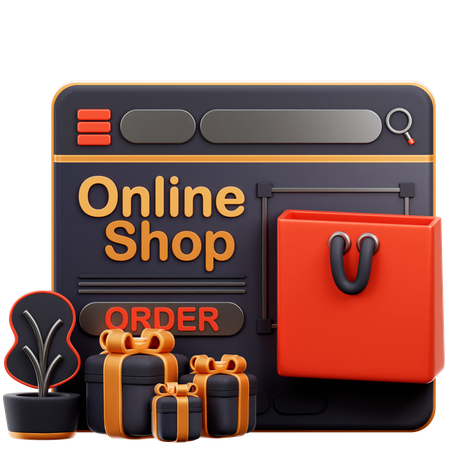 Online Shop Landing Page 3D Icon