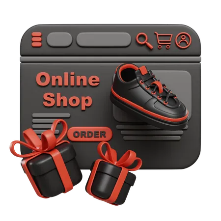 Online Shop Landing Page  3D Icon