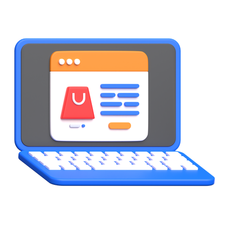 Online Shop Laptop  3D Icon
