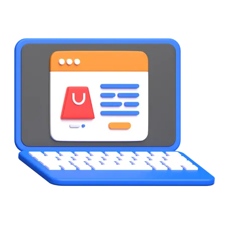 Online Shop Laptop  3D Icon