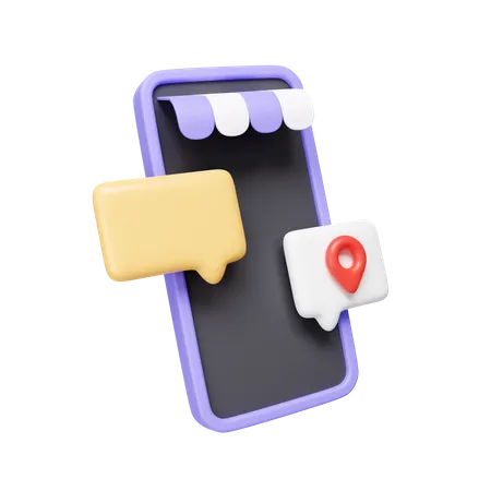 3 D Mobile Phone Chat And Location Pin Logistics Transportation Ask For Delivery Location Icon Isolated On White Background 3 D Rendering Illustration Clipping Path 3D Icon