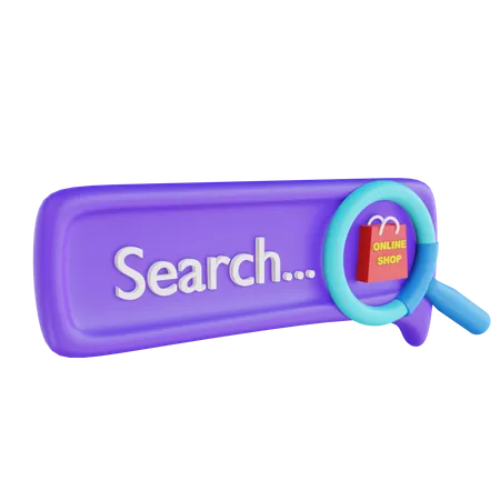 Online Shop Searching 3D Illustration
