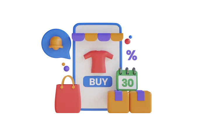 Online Shopping  3D Illustration