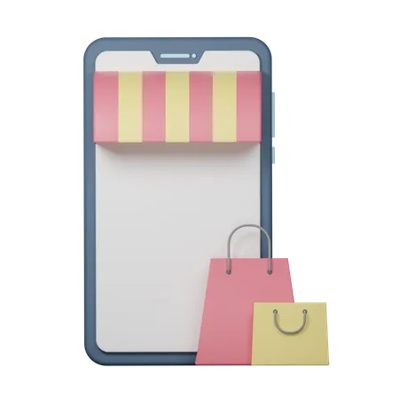 Smartphone And Shopping Bag 3D Icon