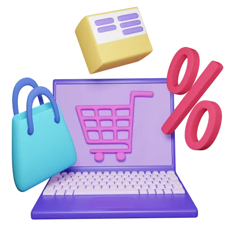 Online Shopping On Laptop Download This Item Now 3D Icon