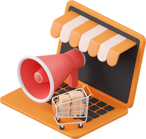 Online Shopping Ads  3D Icon