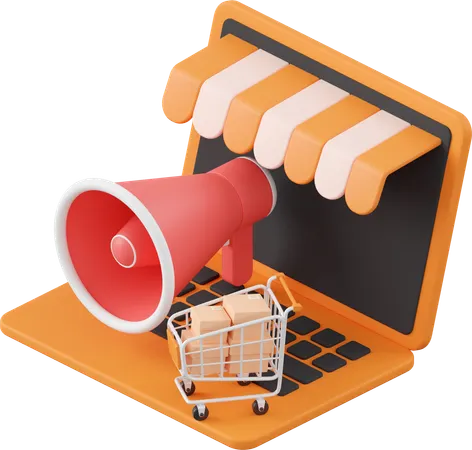 Online Shopping Ads  3D Icon