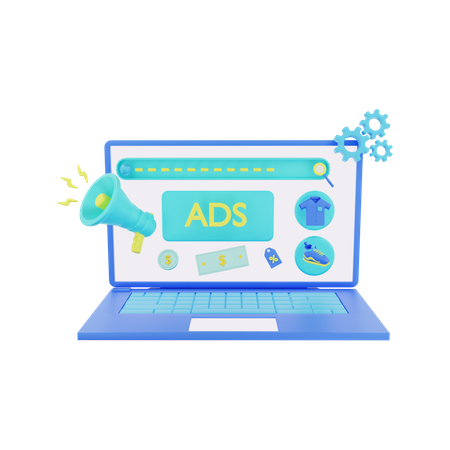 Online Shopping Ads 3D Illustration