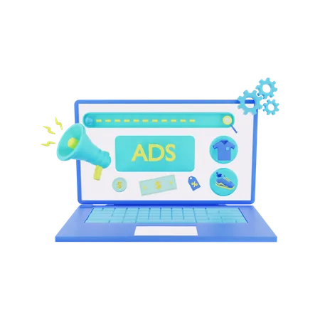 Online Shopping Ads  3D Illustration