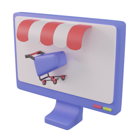 Online-Shopping am Computer  3D Icon