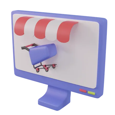 Online-Shopping am Computer  3D Icon