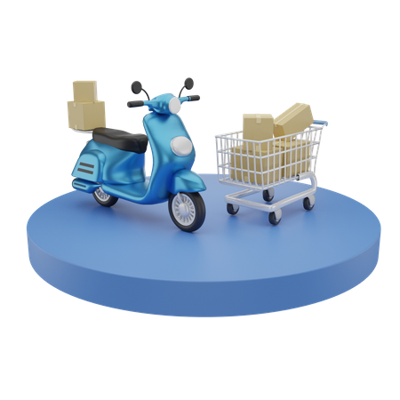 Online shopping and courier Service  3D Illustration