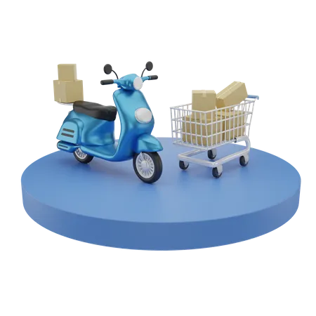 Online shopping and courier Service  3D Illustration