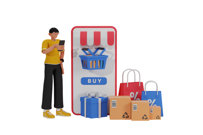 Online shopping App  3D Icon