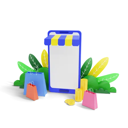 Online Shopping App  3D Illustration