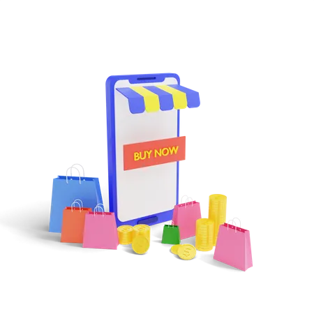 Online Shopping App  3D Illustration