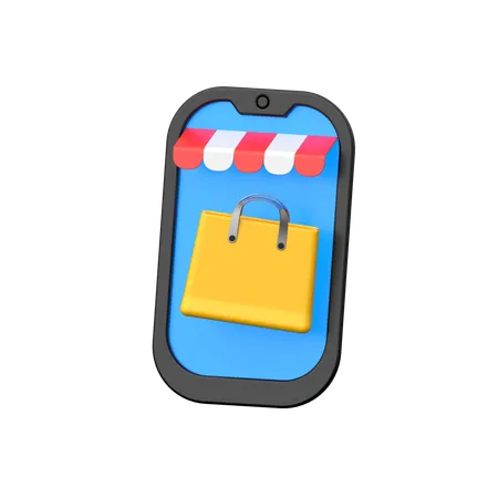 Online-Shopping-App im Mobiltelefon.  3D Icon