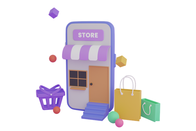 Online shopping application  3D Illustration