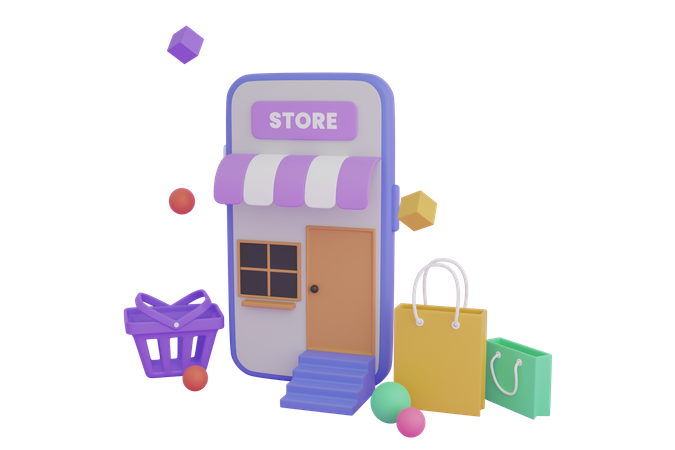 Online shopping application 3D Illustration
