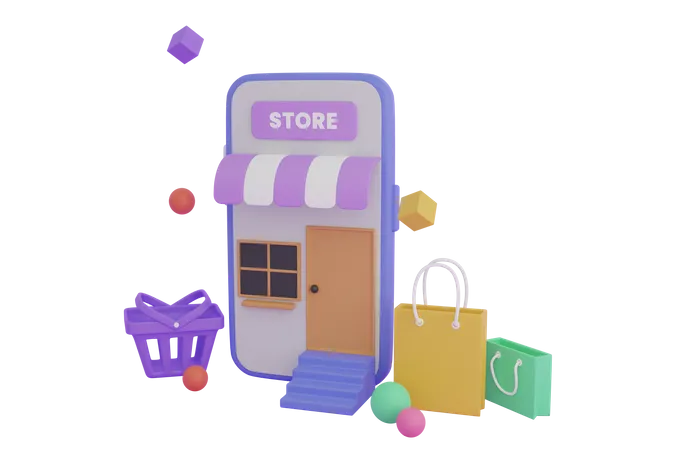 Online shopping application  3D Illustration
