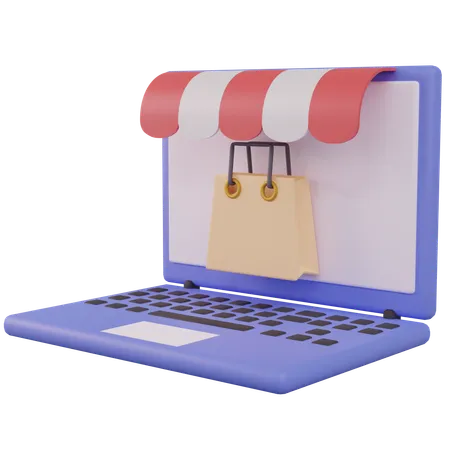 Online-Shopping am Laptop  3D Icon