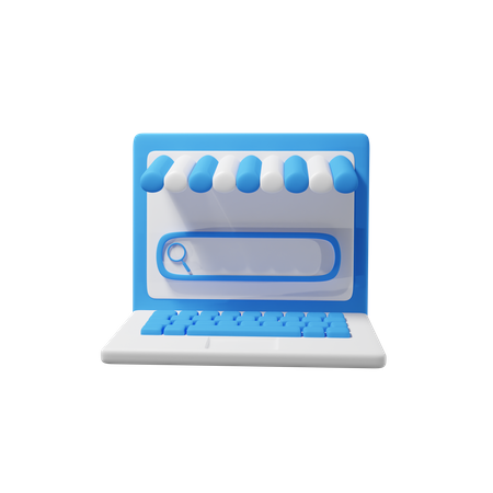 Online-Shopping am Laptop  3D Icon