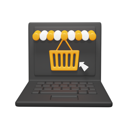 Online-Shopping am Laptop  3D Icon