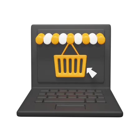 Online-Shopping am Laptop  3D Icon