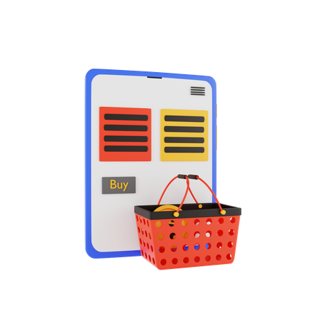 Online Shopping Basket  3D Illustration