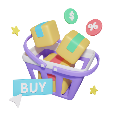 Online Shopping Basket 3D Icon