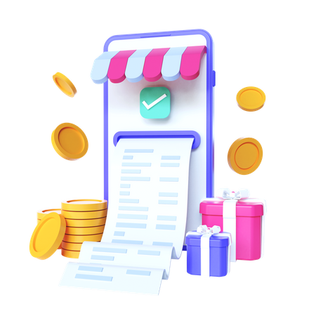 Online Shopping Bill  3D Illustration