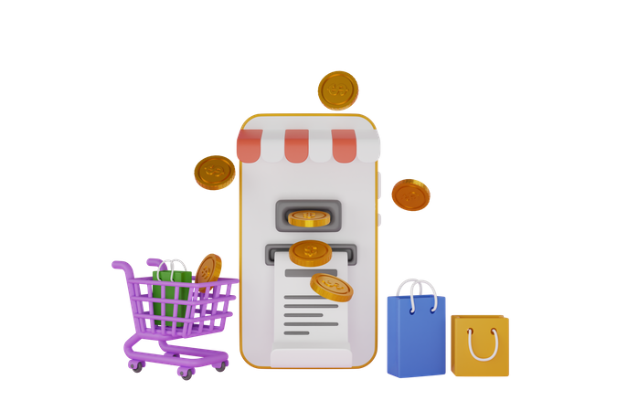 Online shopping bill payment application  3D Icon