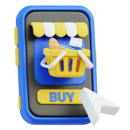 3 D Illustration Of Online Shopping Concept With Buy Button And Cart Icon 3D Icon